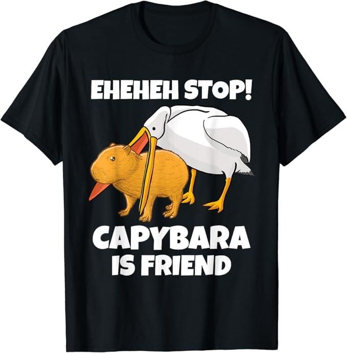 Funny Best Friend Shirts, Gift For Best Friend, Funny Capybara Gets Eaten By Pelican Friends Meme T-Shirt Menswear Top...