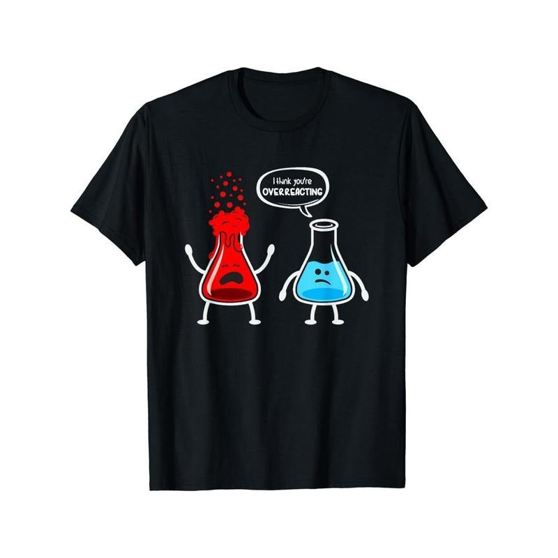 Funny Cartoon Chemistry Bottle Pattern Men's Stretch Short Sleeve Crew Neck T-shirt, Summer Outdoor Made in USA Hoodie,...