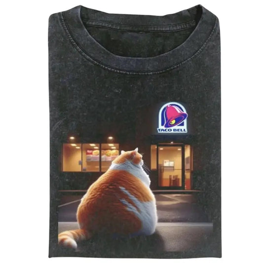 Funny Cat Fat Tacobell Vintage Graphic T-shirt, Funny Meme Tee, Cat Lover Unisex T-Shirt, Gift For Men Women Hoodie,...