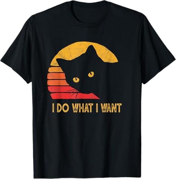 Funny Cat Shirts, Retro I Do What I Want With My Cat Funny gift T-Shirt - Menswear Top Hoodie, Sweatshirt | WearSparks.com