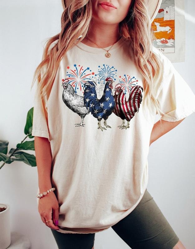Funny Chicken 4th of July Shirt, Chicken Shirt, Independence Day Tee, USA Flag Shirt, Patriotic Shirt, Freedom Shirt,...