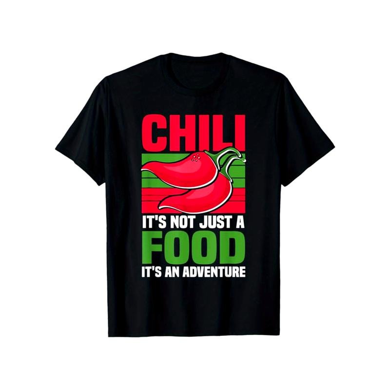 Funny Chili Print, Men's Cotton T-shirt, Graphic Tee Men's Outdoor Clothes, Men's Clothing, Casual Short Sleeve Crew Neck...