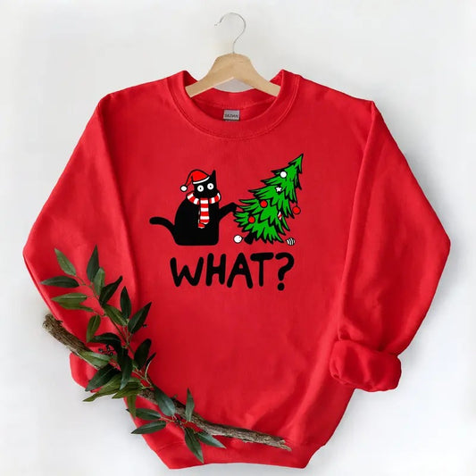Funny Christmas Long-sleeve, Christmas Sweatshirt, Meowy Xmas Sweaters, Catmas Shirt, Cat Lover Sweatshirt, Cute Cat...