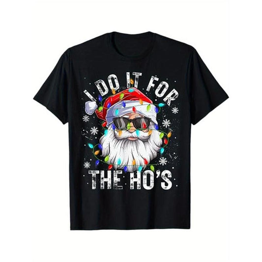Funny Christmas Santa Claus I Do It For The Hos Cute Xmas T-Shirt, 100% Cotton, Gifts for Men Dad Husband Grandpa,...