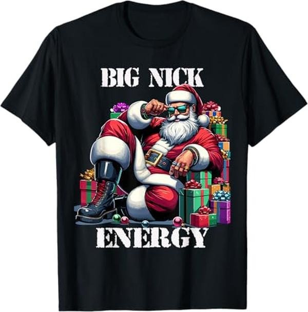 Funny Christmas Shirts, Fun Big Nick Energy Funny Santa Claus Christmas Xmas Cool T-Shirt