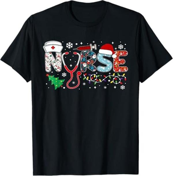 Funny Christmas Shirts, Groovy ER CNA Nurse Winter For Funny Women Christmas Nurse T-Shirt