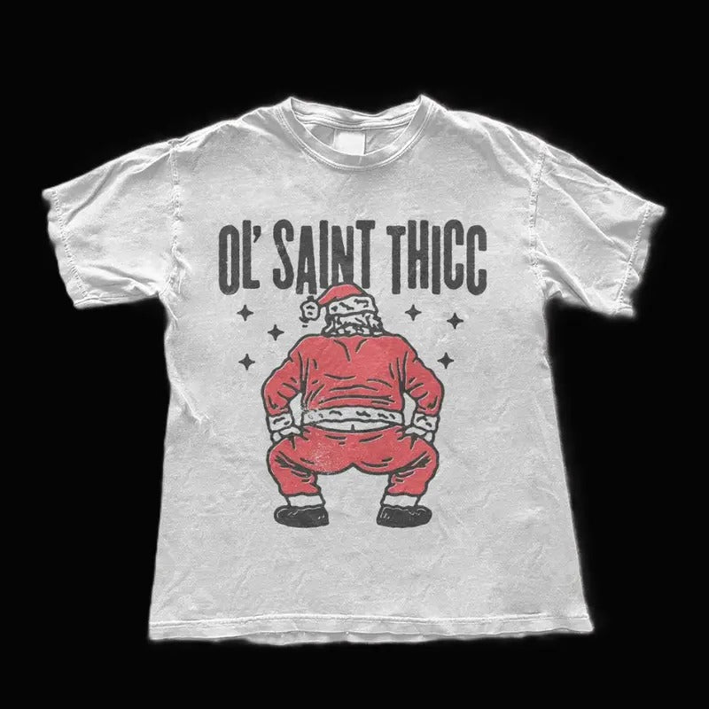 Funny Christmas T-Shirt Ol' Saint  Tee - Retro Style Santa Claus Graphic Tee - Holiday Unisex Top - Retro Xmas Gift