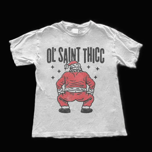 Funny Christmas T-Shirt Ol' Saint  Tee - Retro Style Santa Claus Graphic Tee - Holiday Unisex Top - Retro Xmas Gift
