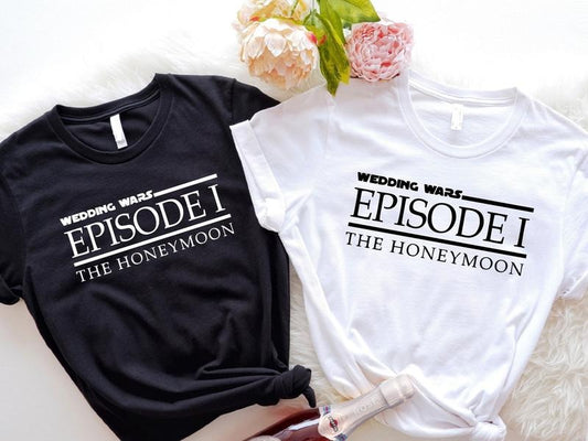 Funny Couples Honeymoon T-Shirts, Episode 1 Wedding Wars Shirts, Matching Bride and Groom Tees, Wedding Gift Shirt, New...