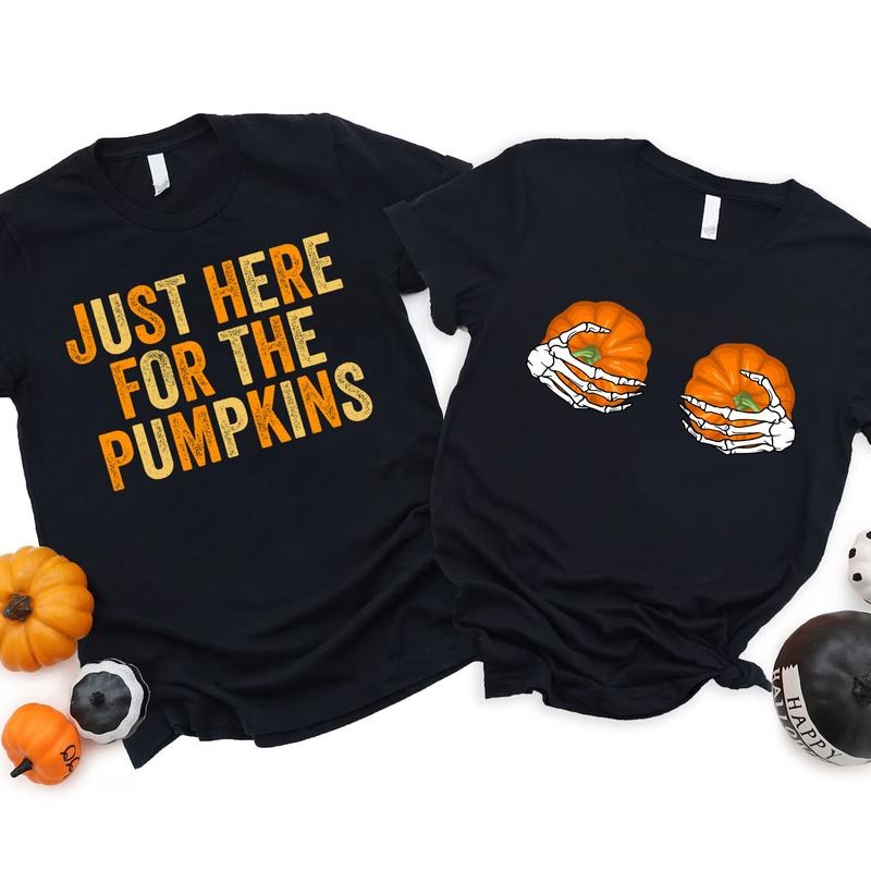 Funny Couples T-shirt for Halloween, Matching Halloween Shirt, Pumpkin Tee, Funny Skeleton Shirt, Fall Shirt, Autumn Tee...
