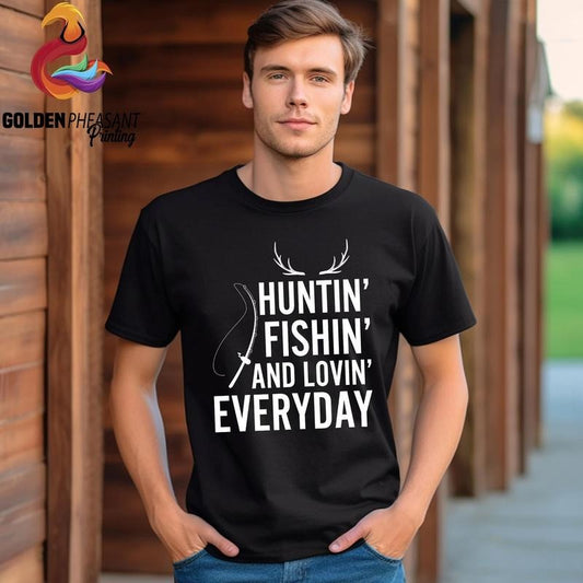 Funny Dad Fishing Shirt Huntin' Fishin' And Lovin' Everyday Shirt Cool Dad Sweatshirt Dad Hunting Gift Fisherman...
