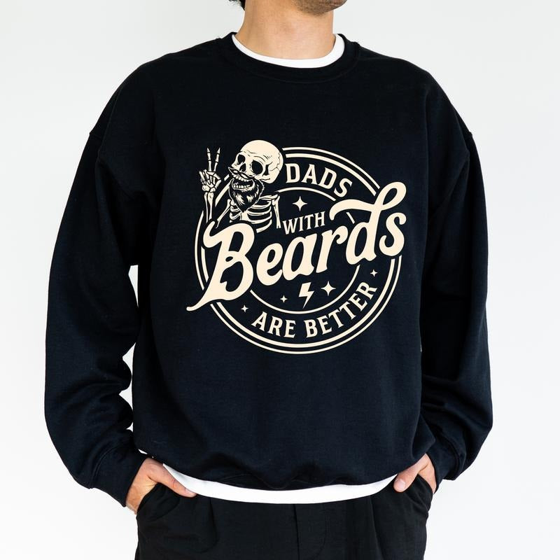 Funny Dad With Bears Sweatshirt, Dads With Beards Are Better Crewneck, Cool Dad Long Sleeved Pullover, Funny Gift For Dad...