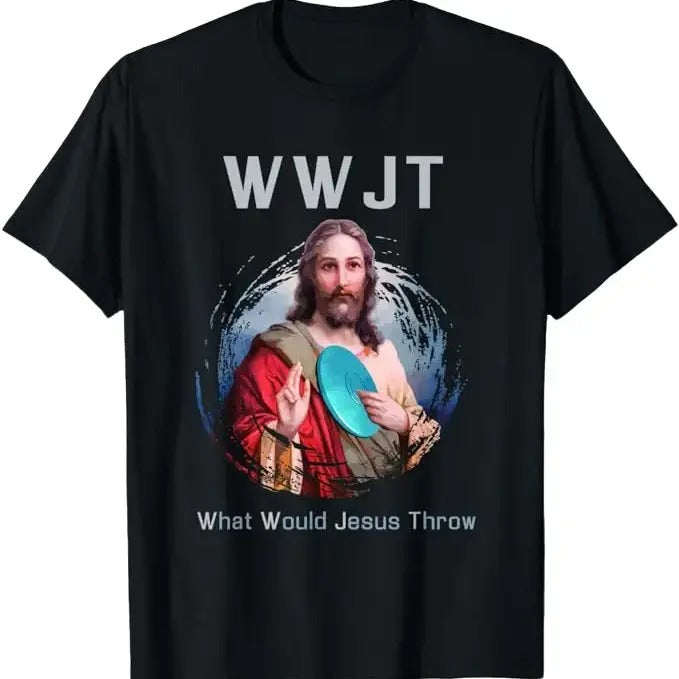 Funny Disc Golf T-Shirt, Gift for Disc Golfers, What Would Jesus Throw Funny Disc Golf T-Shirt Menswear Top Underwear...