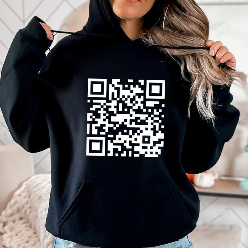 Funny FU QR Code Men's Hoodie, QR Code Hoodie, Gifts, Gift For Her, Gift For Him, Classic Fabric Top Clothing Medium...