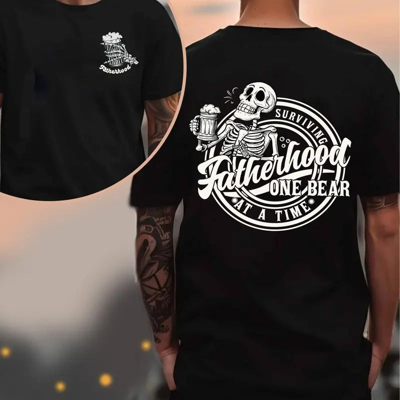 Funny Fatherhood Shirt Dad Shirt Fathers Day Shirt Gift For Dad Dad Joke Shirt Trendy Back And Front Shirt Skeleton Dad...