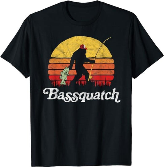 Funny Fishing Shirts, Gift For Fisherman, Funny Bigfoot Fishing Outdoor Retro T-Shirt Menswear Top Casual Classic Hoodie,...