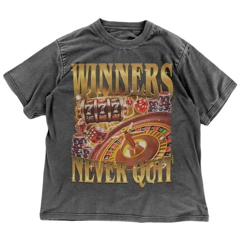 Funny Gambling T-Shirt | Winners Never Quit Shirt | Retro Casino, Poker Shirt, Slot Machine Tee | Gambling Gift, Las...
