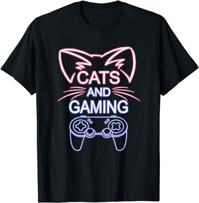 Funny Gamer Shirts, Special Gifts For Gamers, Cats And Gaming Funny Cat Lover Gaming Gift Gamer T-Shirt Menswear Casual...