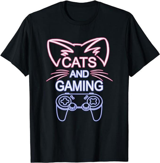 Funny Gamer Shirts, Special Gifts For Gamers, Cats And Gaming Funny Cat Lover Gaming Gift Gamer T-Shirt Menswear Casual...
