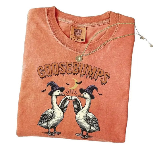 Funny Goose Bumps Halloween Tshirt, Retro Goose Pumps Shirt, Best Girly Halloween Gift, Trendy Halloween Gift Hoodie,...