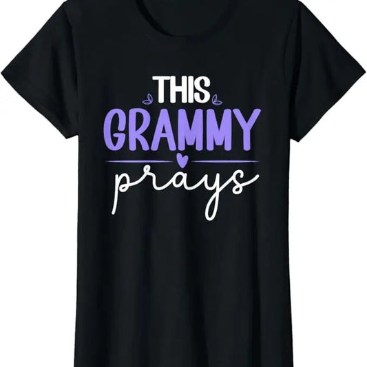 Funny Grandma Shirt, Gift For Grandmother, This Grammy Prays Funny Grandma Christian T-Shirt Casual Cotton Top Hoodie,...