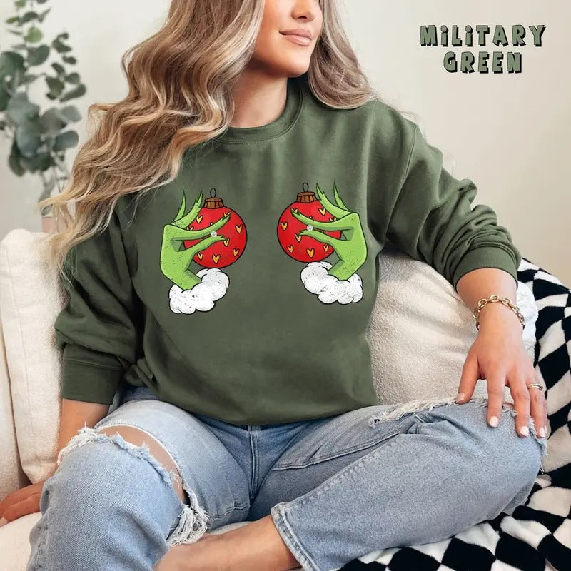 Funny Grinc Hands Christmas Sweater, Christmas Grinc Crewneck, Merry Christmas Cotton Sweatshirt T-Shirts, Hoodie