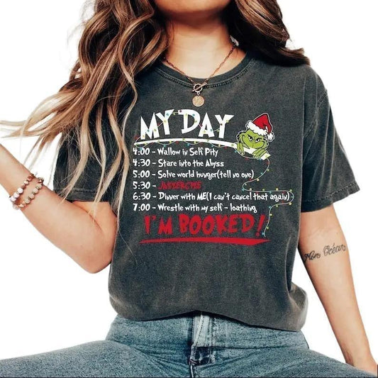 Funny Grinchmas T-shirt, Grinch My Day I'm Booked Shirt, Womens Trendy Grinch Christmas Tee Cotton Casual Hoodie, Sweatshirt