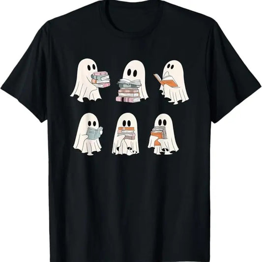 Funny Halloween Shirts For Men, Cute Boo Ghost Read More Books, Book Lover T-Shirt Menswear
