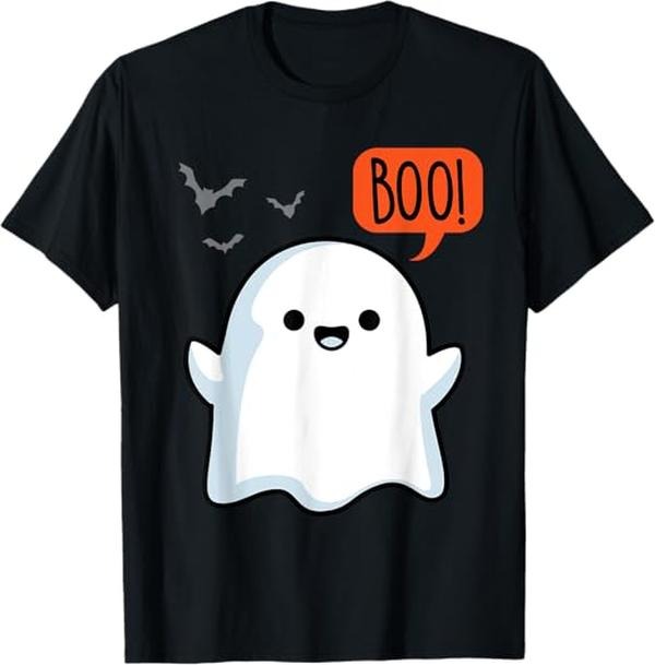 Funny Halloween Shirts For Men, Ghost Saying Boo Spooky Halloween Cute T-Shirt Menswear