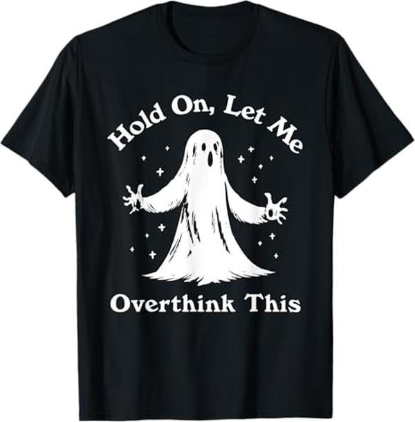 Funny Halloween Shirts For Men, Halloween Funny Ghost Let Me Overthink This Graphic T-Shirt Menswear