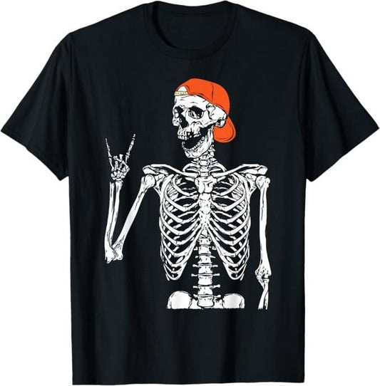 Funny Halloween Shirts For Men, Rocker Skeleton Hand Rock On Costume Funny Halloween Gifts T-Shirt Menswear