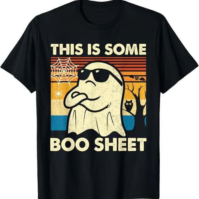 Funny Halloween Shirts For Men, This is Some Boo Sheet Ghost Retro Funny Halloween Men Women T-Shirt Menswear