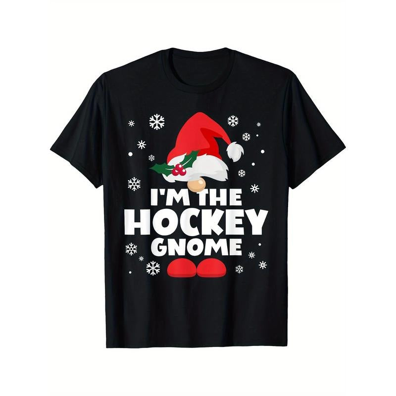 Funny Hockey Gnome Family Matching Group Happy Christmas Printed T-shirt Comfortable Breathable, Casual Short Sleeve,...