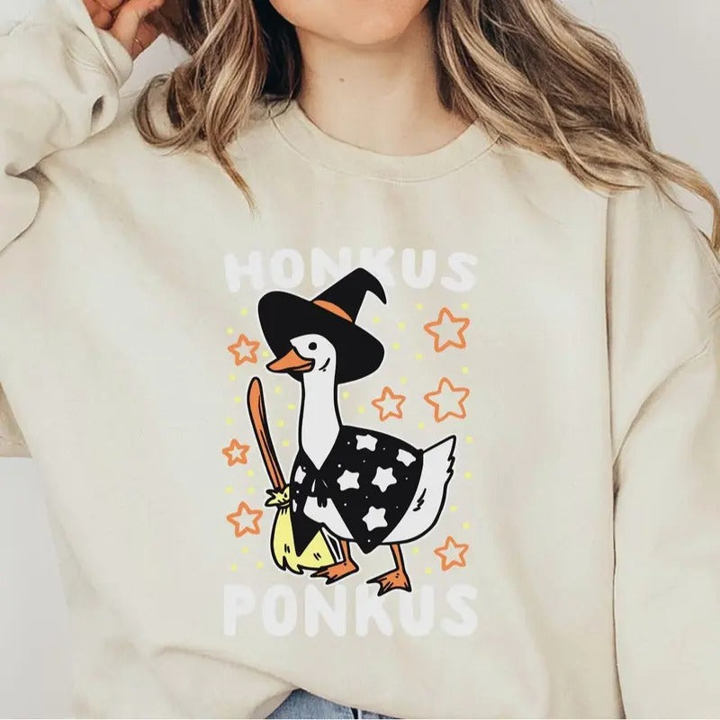 Funny Honkus Ponkus Goose Sweatshirt, Gift For Halloween, Goose Hoodie, Honkus Ponkus Shirt, Halloween Sweater, Silly...