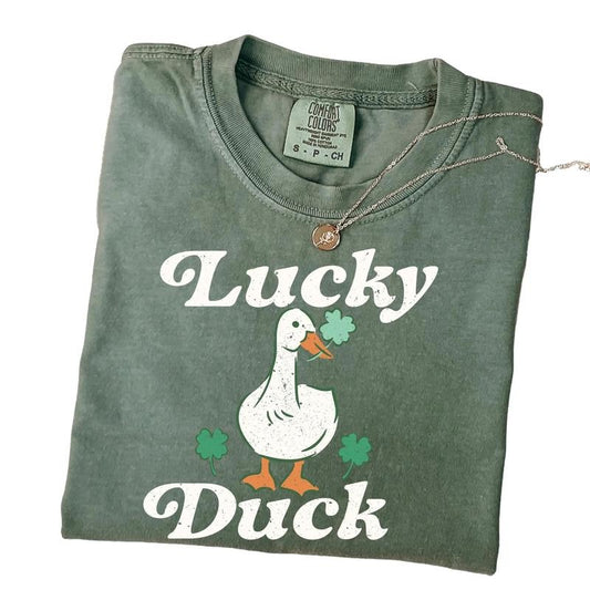 Funny Lucky Duck T-Shirt, Funny St Patrick's Tee, St Patty's Shirt, Irish Party T-Shirt, Woman Irish Clothing, Lucky...