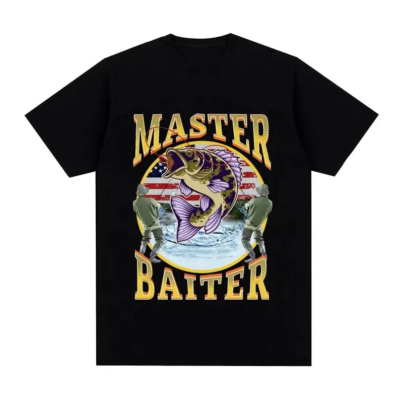 Funny Master Baiter Fishing Parody T-Shirt Summer Men Women Clothing Fashion T Shirts Cotton Short Sleeve Oversized...