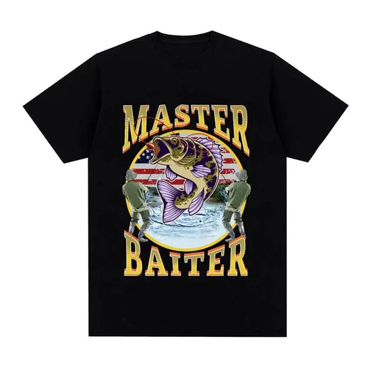 Funny Master Baiter Fishing Parody T-Shirt Summer Men Women Clothing Fashion T Shirts Cotton Short Sleeve Oversized...