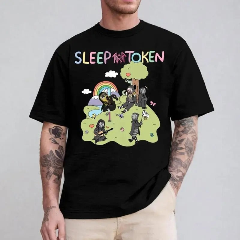 Funny Meme Mask Sleep Token Flamingo Band Tee, The Even In Arcadia, Concert Tour 2025 Tee, Unisex Short Sleeve Tee...