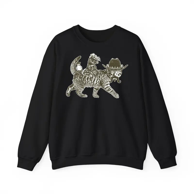 Funny Meme Shirt, Cowboy Cat Sweatshirt, Meowdy Funny Cat Shirt Gift, Kids Crazy Cute Cat Catnip Madness, Vintage Cool...