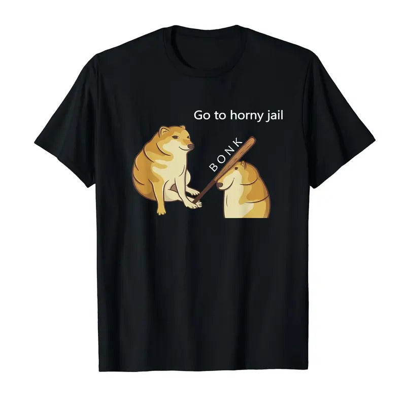 Funny Meme Shirt, Go to Horny Jail - Cheems Doge Meme T-Shirt Casual Classic Hoodie, Sweatshirt | WearSparks.com
