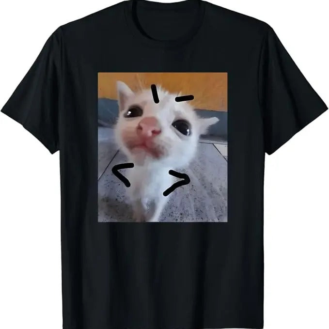Funny Meme Shirts For Men, Funny Cat Lover Angry Kitten Meme Cute Graphic T-Shirt Menswear Top Hoodie, Sweatshirt
