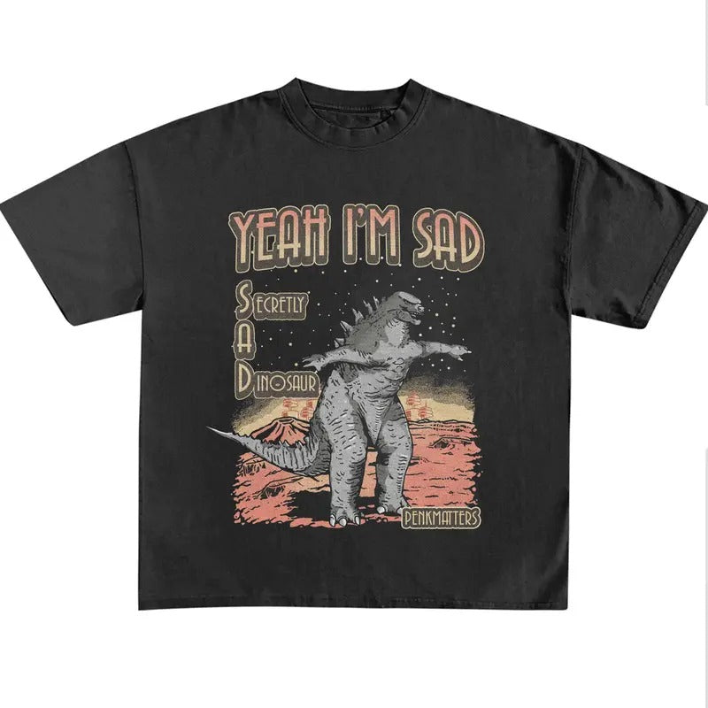 Funny Meme Yeah I'm Sad Shirt, Unisex Classic Cotton Tee, Retro Vintage Graphic Tee, Unisex Vintage Style Humorous Quote...