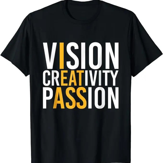 Funny Men Shirts, Vision Creativity Passion T-Shirt Cotton Casual Fashion Menswear Smooth Top Basic Streetwear Hoodie,...
