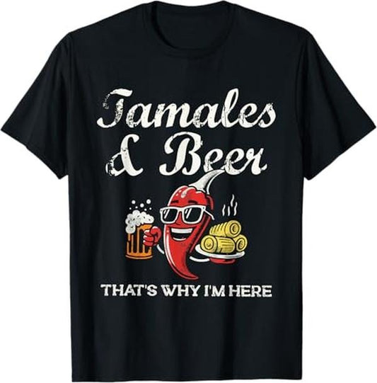 Funny Mexican Christmas Shirt, Christmas Gift, Tamales & Beer Funny Tamale Season Mexican Christmas T-Shirt