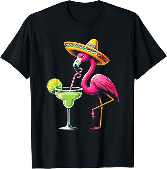 Funny Mexican Shirts, Flamingo Drinking Margarita Mexican Poncho T-Shirt Menswear Top Casual Classic Hoodie, Sweatshirt