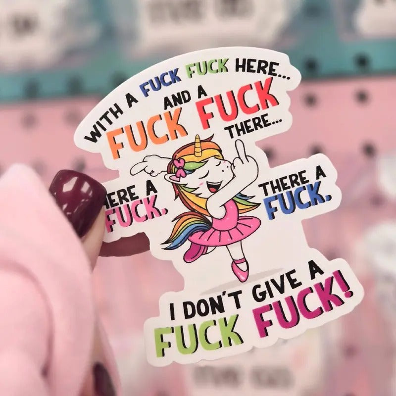 Funny Middle Finger Unicorn Vinyl Sticker T-Shirts, Hoodie, Sweatshirt | WearSparks.com