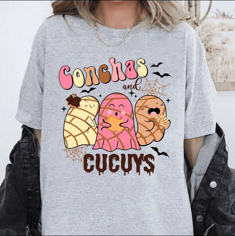 Funny Pantasmas Ghost Pan Dulce Shirt, Cute Ghost Conchas Shirt, Latina Shirt, Mexican Halloween Shirt, Halloween Gift...