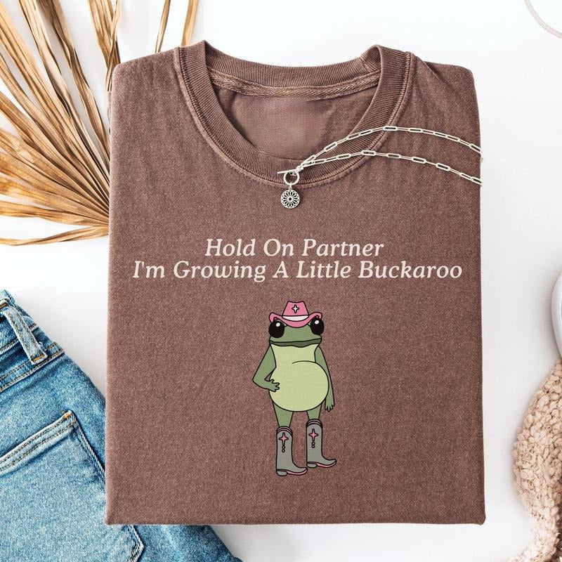 Funny Pregnancy Announcement Shirt, Western Frog Shirt, Unhinged TShirt, Pregnancy Reveal Shirt, First Time Mom Gift...