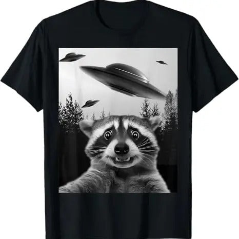 Funny Raccoon Shirt, Alien UFO Funny Raccoon T-Shirt For Men