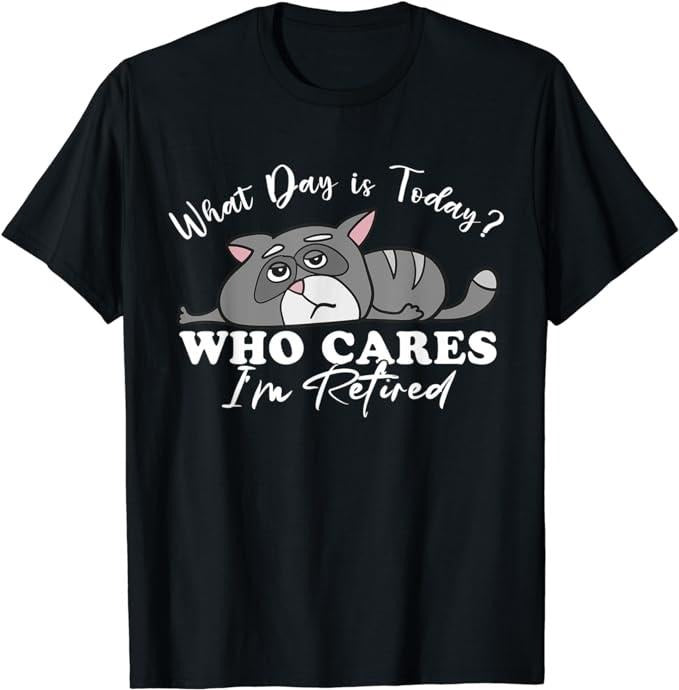 Funny Retirement Shirts, Funny Lazy Cat I'm Retired 2024 Humor Party for Retirement T-Shirt Menswear Top Casual Cotton...